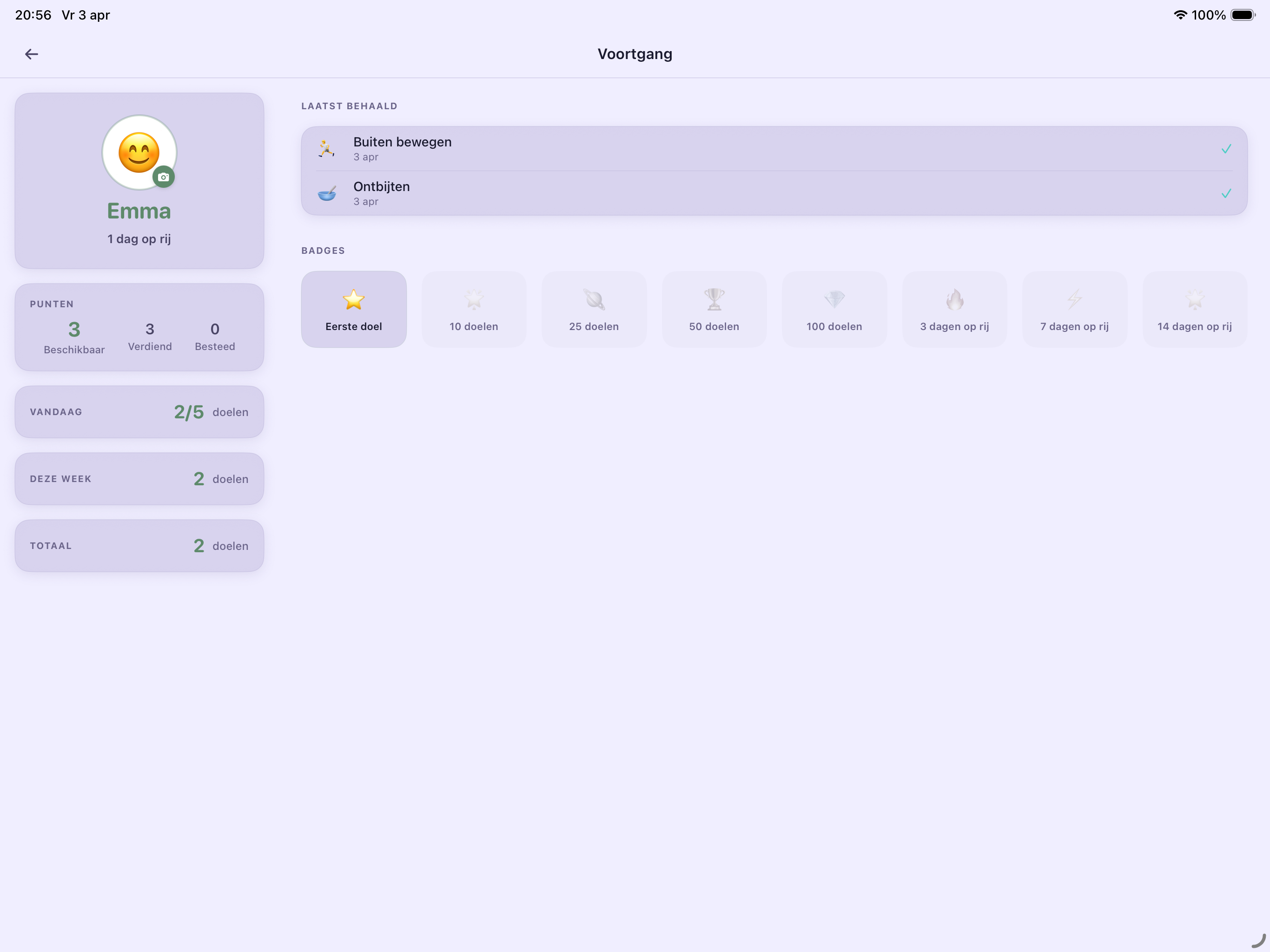 Voortgang met badges en streaks